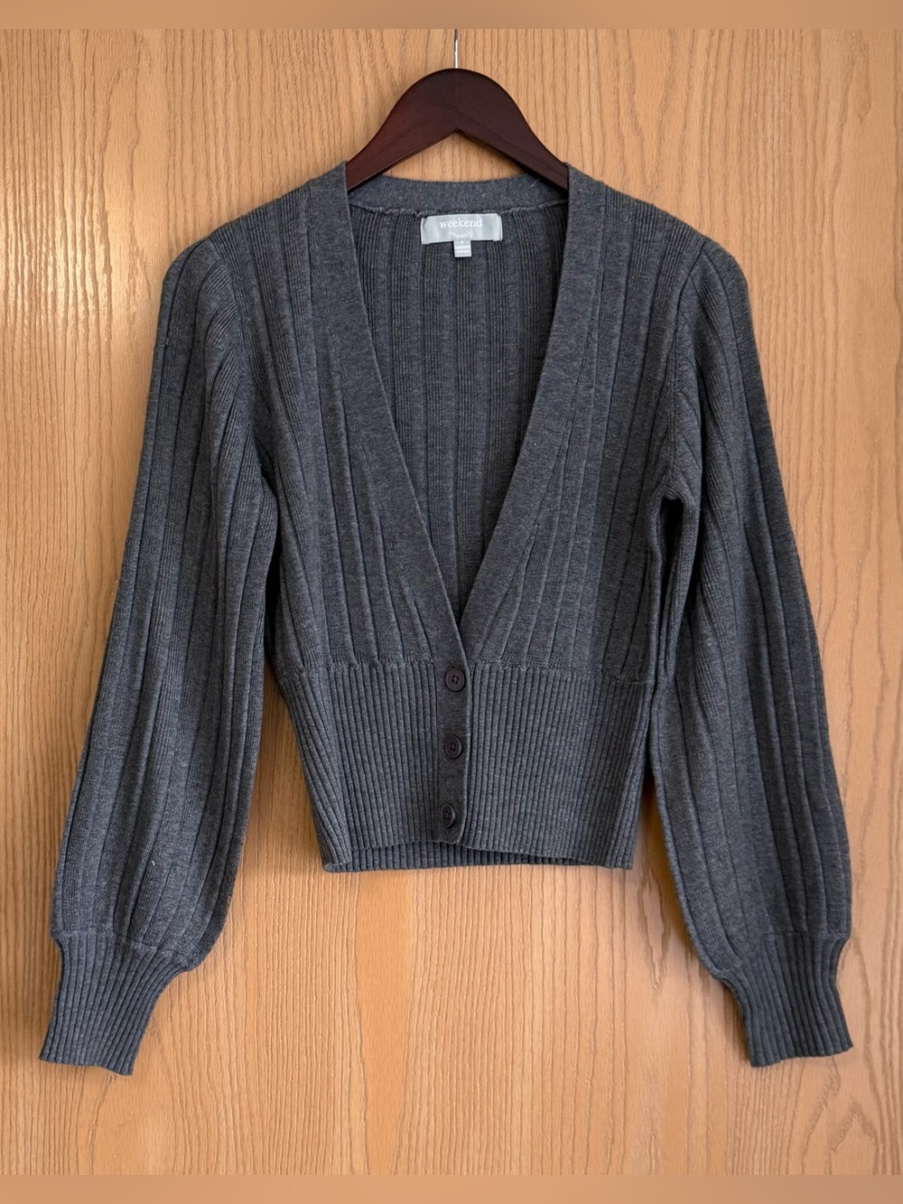 Weekend LA | Women’s Small | Gray Wool Blend Open Front Button Cardigan Sweater